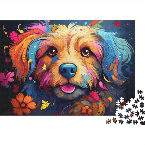 1000-teiliges Puzzle, Fantasie, buntes Hundegemälde, Puzzle für Erwachsene, Holzpuzzle, Lernspiel, Herausforderungsspielzeug, Größe 50 x 75 cm von LiJianXXO