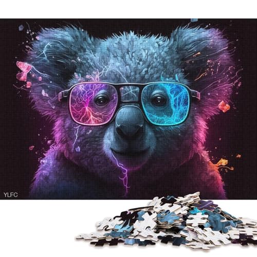 1000-teiliges Puzzle, Koala mit Brille, Puzzles für Holzpuzzles, Spielzeug, Denkspiel 75x50cm/1000 Stück von LiJianXXO