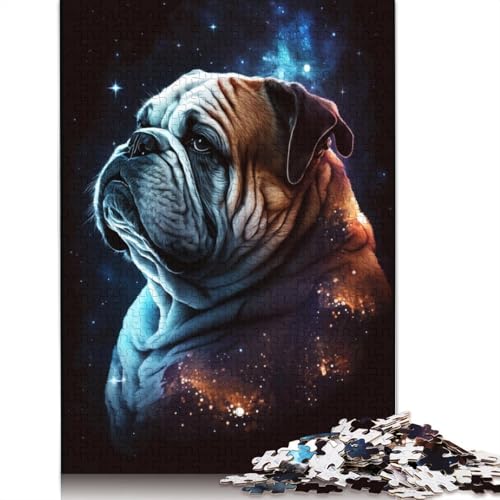 1000-teiliges Puzzle, Lernspiele, Weltraum-Farb-Bulldog-Puzzle für Erwachsene, Kartonpuzzles, Puzzles für Erwachsene, Lernspiel, Herausforderungsspielzeug (Größe 38 x 26 cm) von LiJianXXO