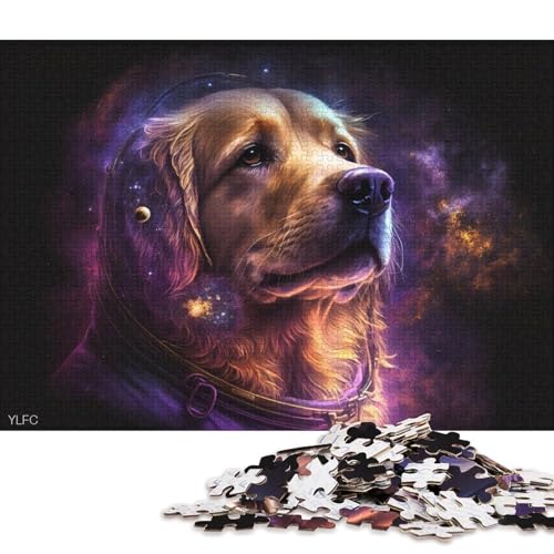 1000-teiliges Puzzle, Lernspiele, kosmischer Astronaut, Golden Retriever, Puzzles für Erwachsene, Puzzle, Kartonpuzzle, tolles Geschenk für Erwachsene 38x26cm/1000 Teile von LiJianXXO