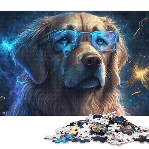 1000-teiliges Puzzle, Magic Art, Golden Retriever, Puzzle für Karton, Puzzle, Spielzeug, Denkspiel 38x26cm/1000 Stück von LiJianXXO