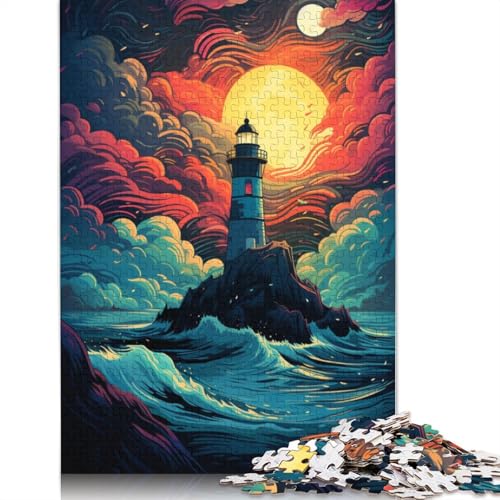 1000-teiliges Puzzle, Psychedelischer Weltraum-Leuchtturm, Puzzles für Kartonpuzzles, Lernspiele, Heimdekorationspuzzle. 38 x 26 cm von LiJianXXO