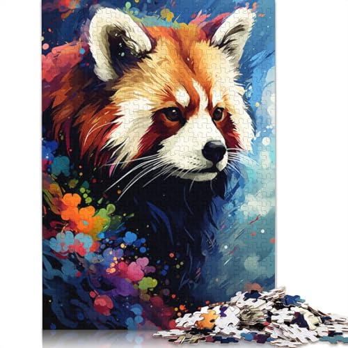 1000-teiliges Puzzle, Roter Panda, Schmetterling, Puzzle für Erwachsene, Holzpuzzle, Lernspiel, Herausforderungsspielzeug, 75 x 50 cm von LiJianXXO