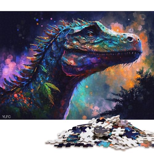 1000-teiliges Puzzle, buntes Dinosaurier-Puzzle für Erwachsene, Karton-Puzzle, Lernspiel für Erwachsene und Kinder (Größe 38 * 26 cm) von LiJianXXO