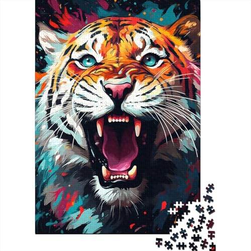 1000-teiliges Puzzle, exotisches, farbenfrohes Tiger-Puzzle für Kinder, Holzpuzzle, Lernspiele für Erwachsene und Kinder (Größe 75 x 50 cm) von LiJianXXO