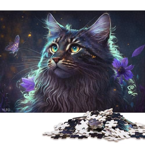 1000-teiliges Puzzle, magische Maine-Coon-Katze, Puzzle für Holzpuzzle, Spielzeug, Denkspiel 75x50cm/1000 Stück von LiJianXXO