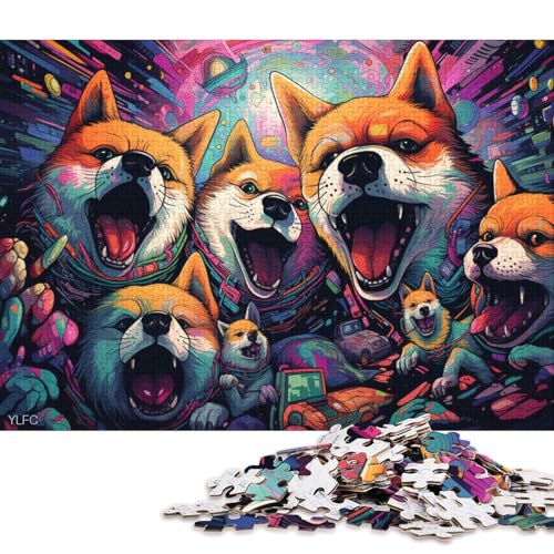 1000-teiliges Puzzle, wütender Shiba Inu, Puzzles für Holzpuzzles, Spielzeug, Denkspiel 75x50cm/1000 Stück von LiJianXXO