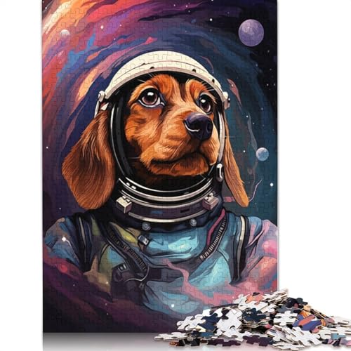 1000-teiliges Puzzle Astronautenbaby Dackel Puzzle für Erwachsene Holzpuzzle Lernspiel Herausforderungsspielzeug 75x50cm von LiJianXXO