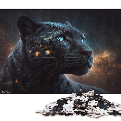 1000-teiliges Puzzle Cosmic Black Leopard, Puzzle für Karton, Puzzle, Spielzeug, Denkspiel 38x26cm/1000 Stück von LiJianXXO