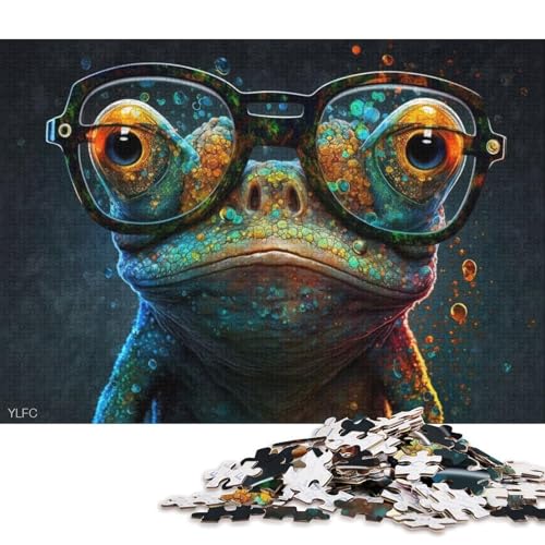 1000-teiliges Puzzle Cosmic Frog Wears Glasses, Puzzle für Holzpuzzle, Spielzeug, Denkspiel 75x50cm/1000 Stück von LiJianXXO