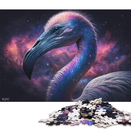 1000-teiliges Puzzle Cosmic Galaxy Flamingo, Puzzle für Erwachsene, Kartonpuzzle, Denksportaufgaben für Erwachsene (Größe 38 * 26 cm) von LiJianXXO