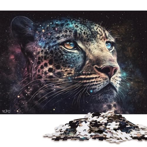 1000-teiliges Puzzle Cosmic Galaxy Leopard, Puzzle für Erwachsene, Kartonpuzzle, Lernspiel für Erwachsene und Kinder (Größe 38 * 26 cm) von LiJianXXO