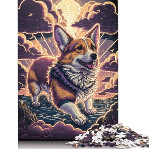 1000-teiliges Puzzle Dream Corgi, Puzzles für Erwachsene, Kartonpuzzle, Lernspiel, Herausforderungsspielzeug (Größe 38 x 26 cm) von LiJianXXO