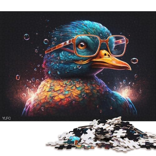 1000-teiliges Puzzle Ente mit Brille, Puzzle für Erwachsene, Holzpuzzle, Heimdekorationspuzzle 75x50cm/1000 Teile von LiJianXXO