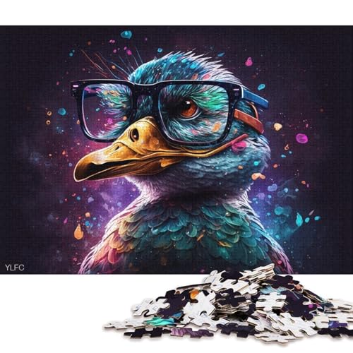 1000-teiliges Puzzle Ente mit Brille, Puzzle für Erwachsene, Holzpuzzle, Lernspiel für Erwachsene und Kinder (Größe 75 * 50 cm) von LiJianXXO