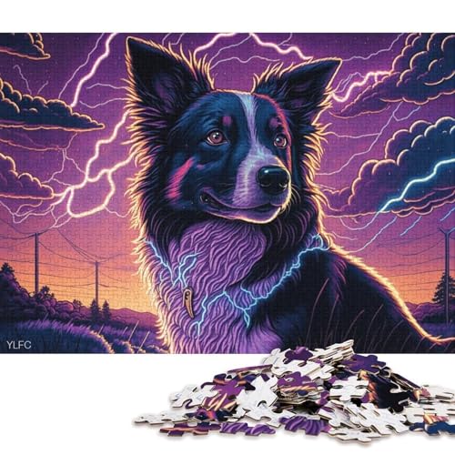 1000-teiliges Puzzle Fantasy Art Border Collie, Puzzle für Erwachsene, Kartonpuzzle, Lernspielzeug (Größe 38 * 26 cm) von LiJianXXO