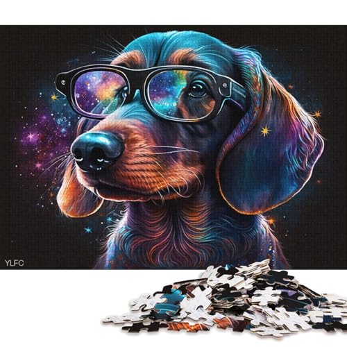 1000-teiliges Puzzle Galaxie-Dackel mit Brille, Puzzle für Erwachsene, Kartonpuzzle, Lernspielzeug (Größe 38 * 26 cm) von LiJianXXO