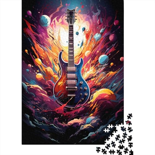 1000-teiliges Puzzle Gitarre im Universum, Puzzle für Kinder, Holzpuzzle, Lernspiele für Erwachsene und Kinder (Größe 75 x 50 cm) von LiJianXXO