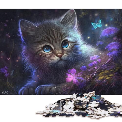 1000-teiliges Puzzle Kätzchen im Wald, Puzzle für Erwachsene, Kartonpuzzle, dekomprimierendes geistiges Lernspielzeug 38x26cm/1000 Teile von LiJianXXO