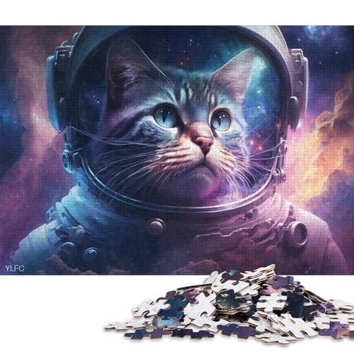 1000-teiliges Puzzle Kosmische Astronautenkatze, Puzzle für Holzpuzzle, Spielzeug, Denkspiel 75x50cm/1000 Stück von LiJianXXO