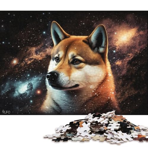 1000-teiliges Puzzle Kosmische Galaxie, Shiba Inu, Puzzle für Erwachsene, Kartonpuzzle, Lernspielzeug (Größe 38 * 26 cm) von LiJianXXO