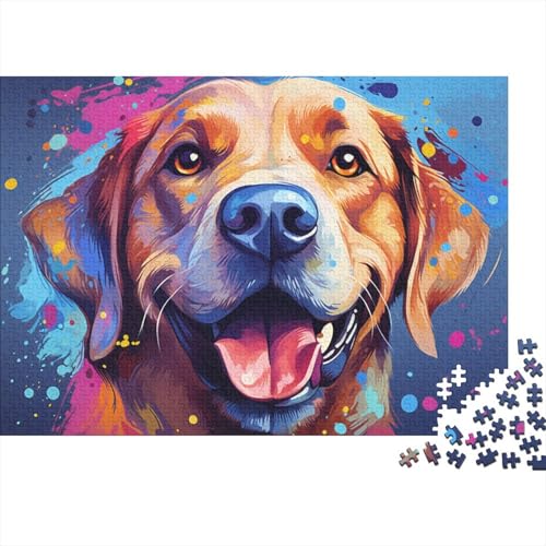 1000-teiliges Puzzle Labradors farbenfrohe psychedelische Kunst – Puzzle für Erwachsene aus Holz, anspruchsvolles Spiel, Größe 50 x 75 cm von LiJianXXO