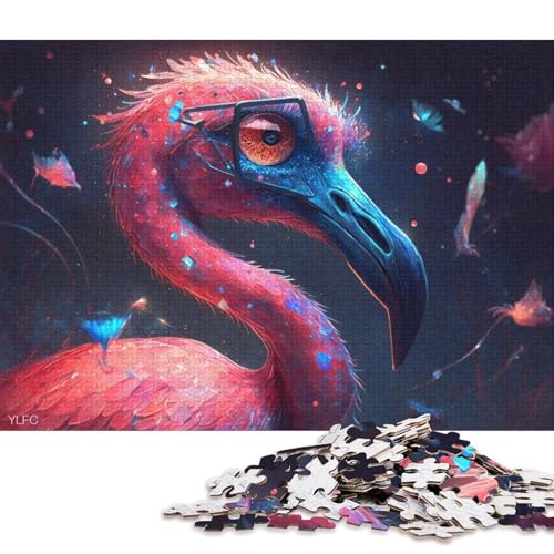 1000-teiliges Puzzle Magic Art Flamingo, Puzzle für Karton, Puzzlespielzeug, Denkspiel 38x26cm/1000 Stück von LiJianXXO