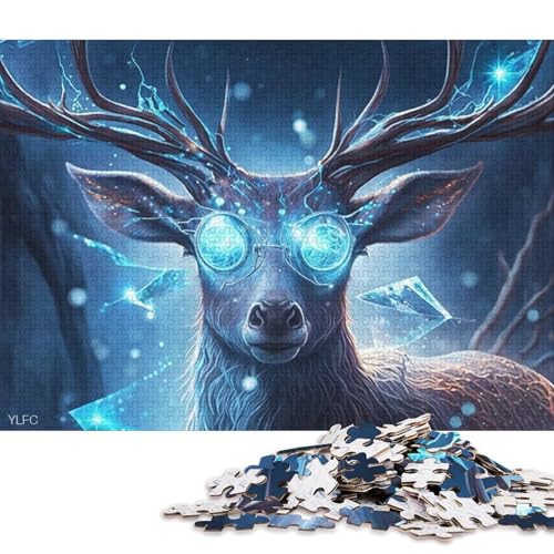 1000-teiliges Puzzle Magischer Hirsch-Krieger, Puzzle für Erwachsene, Kartonpuzzle, dekomprimierendes geistiges Lernspielzeug 38x26cm/1000 Teile von LiJianXXO