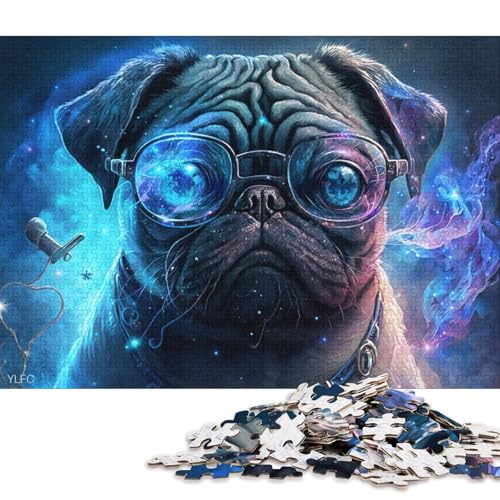 1000-teiliges Puzzle Magischer Mops-Krieger, Kartonpuzzle, tolles Geschenk für Erwachsene (Größe 38 * 26 cm) von LiJianXXO