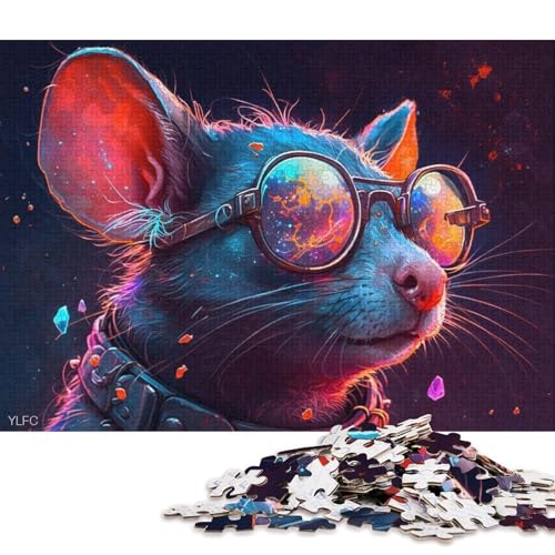 1000-teiliges Puzzle Maus mit Brille, Puzzle für Erwachsene, Kartonpuzzle, Lernspiel für Erwachsene und Kinder (Größe 38 * 26 cm) von LiJianXXO