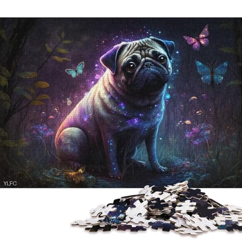 1000-teiliges Puzzle Möpse im Dschungel, Puzzle für Erwachsene, Puzzle aus Karton, Heimdekorationspuzzle 38x26cm/1000 Teile von LiJianXXO