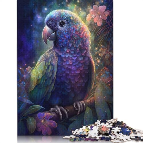 1000-teiliges Puzzle Papagei, Blume, Universum – Puzzle für Erwachsene aus Holz – anspruchsvolles Spiel, Größe: 75 x 50 cm von LiJianXXO