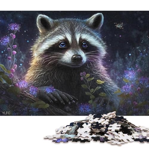 1000-teiliges Puzzle Waschbär im Dschungel, Puzzle für Karton, Puzzle, Spielzeug, Denkspiel 38x26cm/1000 Stück von LiJianXXO