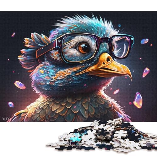 1000-teiliges Puzzle für Erwachsene, Ente mit Brille, Puzzle aus Karton, Familiendekoration 38x26cm/1000 Teile von LiJianXXO