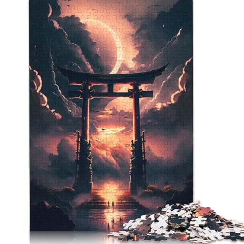 1000-teiliges Puzzle für Erwachsene, Fantasie-Puzzle mit japanischem Torii-Tor, Holzpuzzle für Familienspaß und Spieleabende, Größe: 75 x 50 cm von LiJianXXO