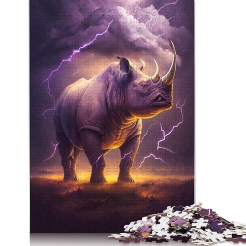 1000-teiliges Puzzle für Erwachsene, Fantasie-Tier-Nashorn-Puzzle, Holzpuzzle, Lernspielzeug, Größe: 75 x 50 cm von LiJianXXO