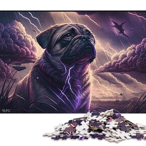 1000-teiliges Puzzle für Erwachsene, Fantasy-Art-Mops-Puzzle für Erwachsene, Holzpuzzle, Lernspiel, Herausforderungsspielzeug (Größe 75 * 50 cm) von LiJianXXO