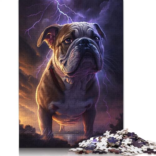 1000-teiliges Puzzle für Erwachsene, Fantasy-Bulldogge, Holzpuzzle, Lernspielzeug, Größe: 75 x 50 cm von LiJianXXO