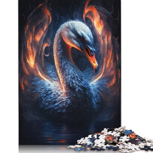 1000-teiliges Puzzle für Erwachsene, Feuertier-Schwan-Puzzle für Erwachsene, Holzpuzzle für Familienspaß und Spieleabend, Größe: 75 x 50 cm von LiJianXXO