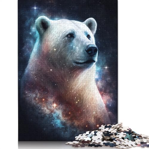 1000-teiliges Puzzle für Erwachsene, Galaxie-Eisbär-Puzzle, Holzpuzzle, Lernspiel, Herausforderungsspielzeug (Größe 75 x 50 cm) von LiJianXXO