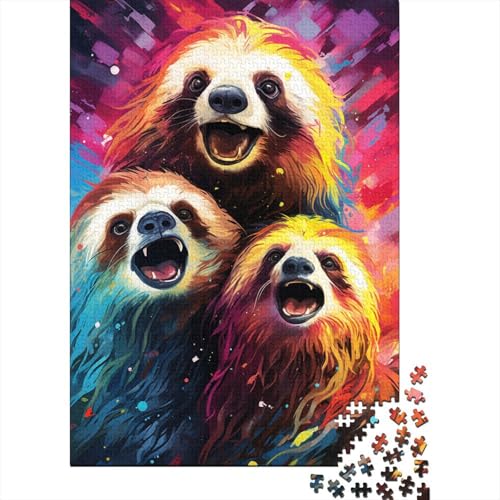 1000-teiliges Puzzle für Erwachsene, Geschenke zum Ausmalen, Faultier-Puzzle für Erwachsene, Holzpuzzle, lustige Aktivitäten zu Hause, Geburtstagsgeschenk, Reisegeschenk, 50 x 75 cm von LiJianXXO