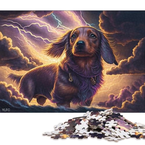 1000-teiliges Puzzle für Erwachsene, Kunst-Dackel-Hundepuzzle für Erwachsene, Holzpuzzle, lustiges Geschenk 75x50cm/1000 Stück von LiJianXXO