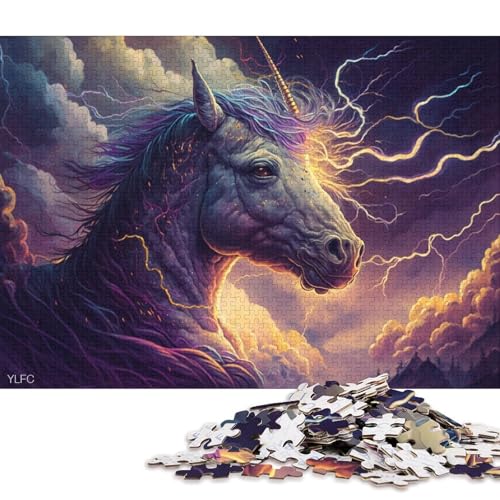 1000-teiliges Puzzle für Erwachsene, Kunst-Einhorn-Puzzle für Erwachsene, anspruchsvolles Kartonpuzzle 38x26cm/1000 Teile von LiJianXXO