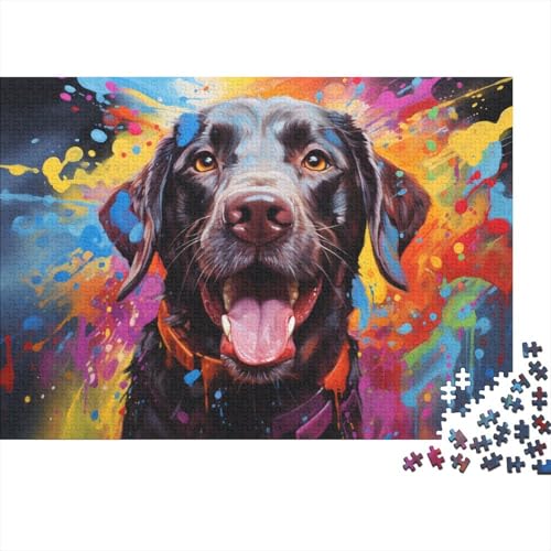 1000-teiliges Puzzle für Erwachsene, Labradors farbenfrohes psychedelisches Kunstpuzzle für Erwachsene, Holzpuzzle, tolles Geschenk für Erwachsene, Größe 50 x 75 cm von LiJianXXO