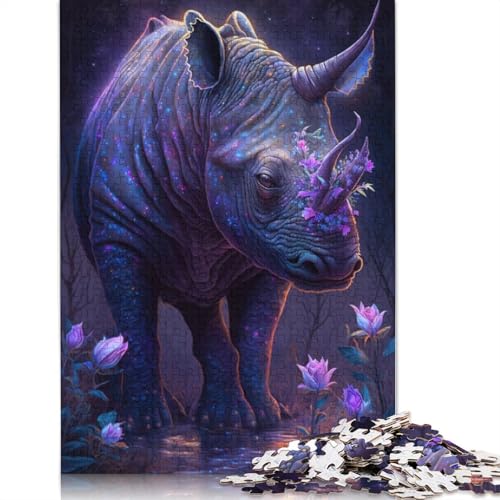 1000-teiliges Puzzle für Erwachsene, Nashorn, Blume, Galaxie, Puzzle aus Karton, Lernspielzeug, Größe: 38 x 26 cm von LiJianXXO