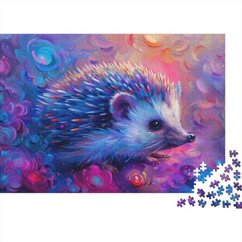 1000-teiliges Puzzle für Erwachsene, Ölgemälde, Igel-Puzzle für Erwachsene, Holzpuzzle, dekomprimierendes geistiges Lernspielzeug, Größe 50 x 75 cm von LiJianXXO