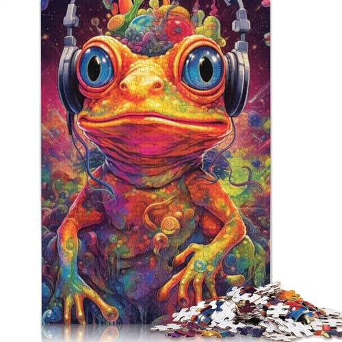 1000-teiliges Puzzle für Erwachsene, Psychedelische Musik, Frosch-Puzzle für Erwachsene, Holzpuzzle, Puzzle – anspruchsvolles Spiel, Größe: 75 x 50 cm von LiJianXXO