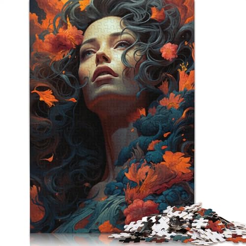 1000-teiliges Puzzle für Erwachsene, Rosen und schöne Frauen, Puzzle für Erwachsene, Holzpuzzle, anspruchsvolles Spiel, Größe: 75 x 50 cm von LiJianXXO