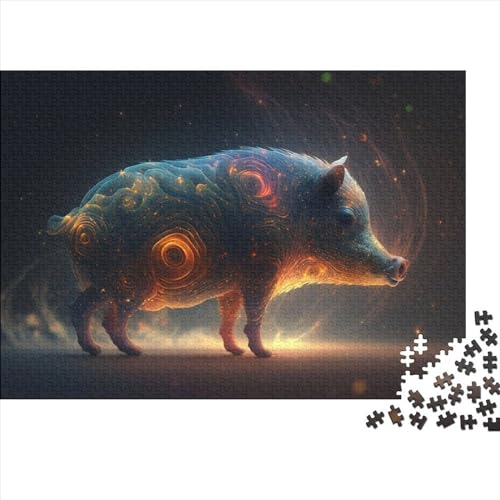 1000-teiliges Puzzle für Erwachsene, Schweine-Puzzle, Holzpuzzle, Lernspielzeug, Größe 50 x 75 cm von LiJianXXO