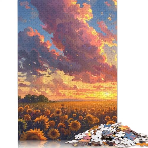 1000-teiliges Puzzle für Erwachsene, Sonnenblumenmeer-Puzzle für Kinder, Kartonpuzzle, Puzzle für Erwachsene, Lernspiel, Herausforderungsspielzeug, Größe: 38 x 26 cm von LiJianXXO